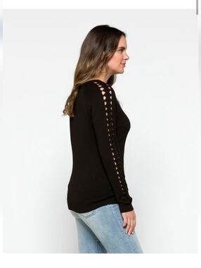 LETY & ME Sonia Braided Sleeve Sweater